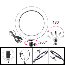 Carica l'immagine nel visualizzatore di Gallery, Luce ad anello a LED da 16 cm con supporto - Ozerty