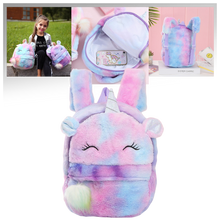 Carica l'immagine nel visualizzatore di Gallery, Zaino da ragazza con unicorno di peluche - Ozerty