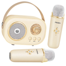 Carica l'immagine nel visualizzatore di Gallery, Mini Karaoke Bluetooth a Doppio Microfono per Bambini -Beige - Ozerty