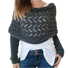 Carica l'immagine nel visualizzatore di Gallery, Accogliente Coprispalle Lavorato a Maglia -Grigio scuro - Ozerty