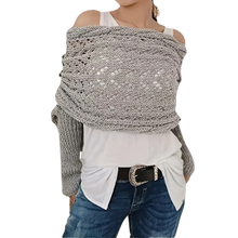 Carica l'immagine nel visualizzatore di Gallery, Accogliente Coprispalle Lavorato a Maglia -Grigio chiaro - Ozerty