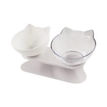 Carica l'immagine nel visualizzatore di Gallery, Ciotola comfort rialzata per gatti -Bianco Trasparente/Doppio - Ozerty