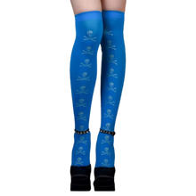 Carica l'immagine nel visualizzatore di Gallery, Calze Compressori con Design Festivi per Halloween -Scheletro blu - Ozerty