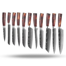 Carica l'immagine nel visualizzatore di Gallery, Coltelli giapponesi della serie Terra di fuoco -Set di 10 coltelli da chef giapponesi - Ozerty