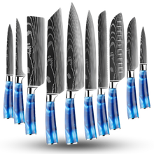 Carica l'immagine nel visualizzatore di Gallery, Coltelli giapponesi Blu Oceano -Set di 10 coltelli da chef giapponesi - Ozerty