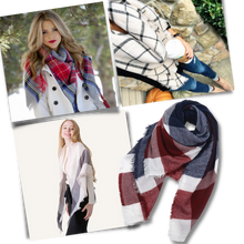 Carica l'immagine nel visualizzatore di Gallery, Sciarpa in cashmere a quadri effetto mohair - Ozerty