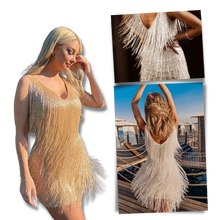 Carica l'immagine nel visualizzatore di Gallery, Vestito slip con scollo a V in paillettes - Ozerty