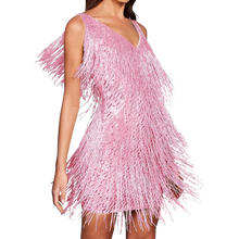 Carica l'immagine nel visualizzatore di Gallery, Vestito slip con scollo a V in paillettes -Rosa/SRosa/MRosa/LRosa/XLRosa/XXLRosa/3XL - Ozerty