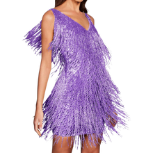 Carica l'immagine nel visualizzatore di Gallery, Vestito slip con scollo a V in paillettes -Viola/SViola/MViola/LViola/XLViola/XXLViola/3XL - Ozerty