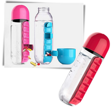Carica l'immagine nel visualizzatore di Gallery, Bottiglia d'acqua in plastica con portapillole - Ozerty
