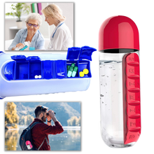 Carica l'immagine nel visualizzatore di Gallery, Bottiglia d'acqua in plastica con portapillole - Ozerty
