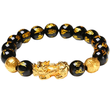 Carica l'immagine nel visualizzatore di Gallery, Bracciale in ossidiana nero e oro - Ozerty

