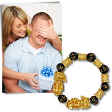 Carica l'immagine nel visualizzatore di Gallery, Bracciale in ossidiana nero e oro - Ozerty
