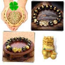 Carica l'immagine nel visualizzatore di Gallery, Bracciale in ossidiana nero e oro - Ozerty
