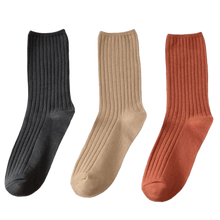 Carica l'immagine nel visualizzatore di Gallery, 3 Paia di calzini in cotone a coste per donna
