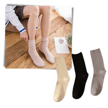 Carica l'immagine nel visualizzatore di Gallery, 3 Paia di calzini in cotone a coste per donna - Ozerty
