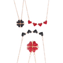 Carica l'immagine nel visualizzatore di Gallery, Collana a cuore regolabile a 4 foglie di trifoglio
