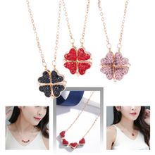 Carica l'immagine nel visualizzatore di Gallery, Collana a cuore regolabile a 4 foglie di trifoglio - Ozerty
