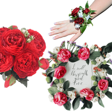 Carica l'immagine nel visualizzatore di Gallery, Bouquet di fiori artificiali di seta con peonie e rose - Ozerty
