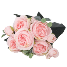 Carica l'immagine nel visualizzatore di Gallery, Bouquet di fiori artificiali di seta con peonie e rose

