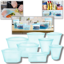 Carica l'immagine nel visualizzatore di Gallery, Confezione da 8 sacchetti in silicone per alimenti riutilizzabili - Ozerty
