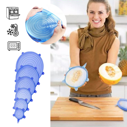 6 Pezzi Coperchi elasticizzati in silicone  - Ozerty