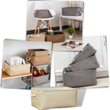 Carica l'immagine nel visualizzatore di Gallery, Elegante cestino di lino con manici in corda - Ozerty
