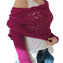 Carica l&#39;immagine nel visualizzatore di Gallery, Accogliente Coprispalle Lavorato a Maglia -Rosso rosa - Ozerty
