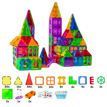 Carica l'immagine nel visualizzatore di Gallery, Blocchi da costruzione magnetici educativi -198 pezzi con scatola - Ozerty
