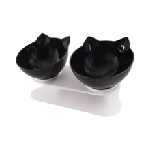 Carica l'immagine nel visualizzatore di Gallery, Ciotola comfort rialzata per gatti -Nero/Doppio - Ozerty
