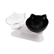 Carica l'immagine nel visualizzatore di Gallery, Ciotola comfort rialzata per gatti -Trasparente Nero/Doppio - Ozerty
