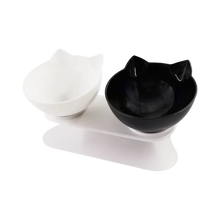 Carica l'immagine nel visualizzatore di Gallery, Ciotola comfort rialzata per gatti -Bianco Nero/Doppio - Ozerty
