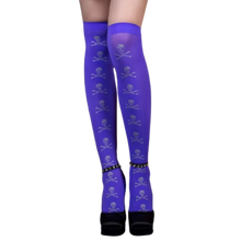 Carica l'immagine nel visualizzatore di Gallery, Calze Compressori con Design Festivi per Halloween -Scheletro viola - Ozerty
