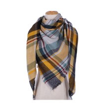 Carica l'immagine nel visualizzatore di Gallery, Sciarpa in cashmere a quadri effetto mohair -Lisbona - Ozerty
