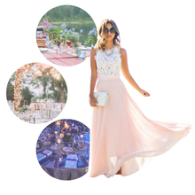 Carica l&#39;immagine nel visualizzatore di Gallery, Abito in chiffon con pizzo dallo stile prairie chic - Ozerty
