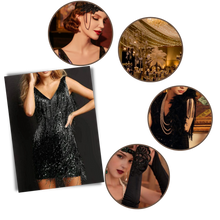 Carica l'immagine nel visualizzatore di Gallery, Vestito slip con scollo a V in paillettes  - Ozerty
