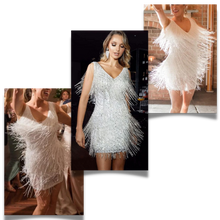 Carica l'immagine nel visualizzatore di Gallery, Vestito slip con scollo a V in paillettes  - Ozerty
