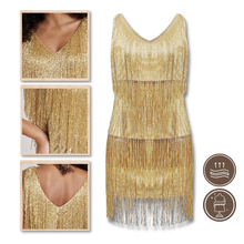 Carica l'immagine nel visualizzatore di Gallery, Vestito slip con scollo a V in paillettes  - Ozerty
