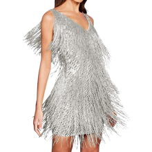Carica l'immagine nel visualizzatore di Gallery, Vestito slip con scollo a V in paillettes  -Grigio/SGrigio/MGrigio/LGrigio/XLGrigio/XXLGrigio/3XL - Ozerty

