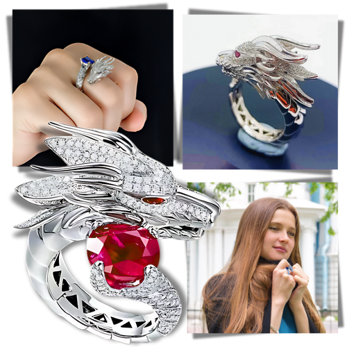 Anello drago d'argento, fatto a mano e unico nel suo genere - Ozerty