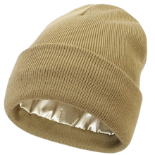 Carica l'immagine nel visualizzatore di Gallery, Berretto Lavorato a Maglia e Foderato in Raso -Khaki - Ozerty
