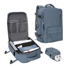 Carica l'immagine nel visualizzatore di Gallery, Zaino da viaggio impermeabile con ricarica USB -Blu navy - Ozerty
