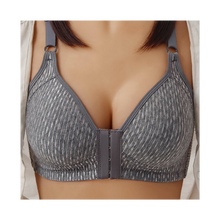 Carica l'immagine nel visualizzatore di Gallery, Reggiseno push up senza fili per taglie forti -Cotone piqué grigio - Ozerty
