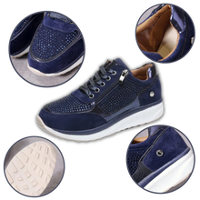 Carica l'immagine nel visualizzatore di Gallery, Scarpe da ginnastica con zeppa in strass - Ozerty
